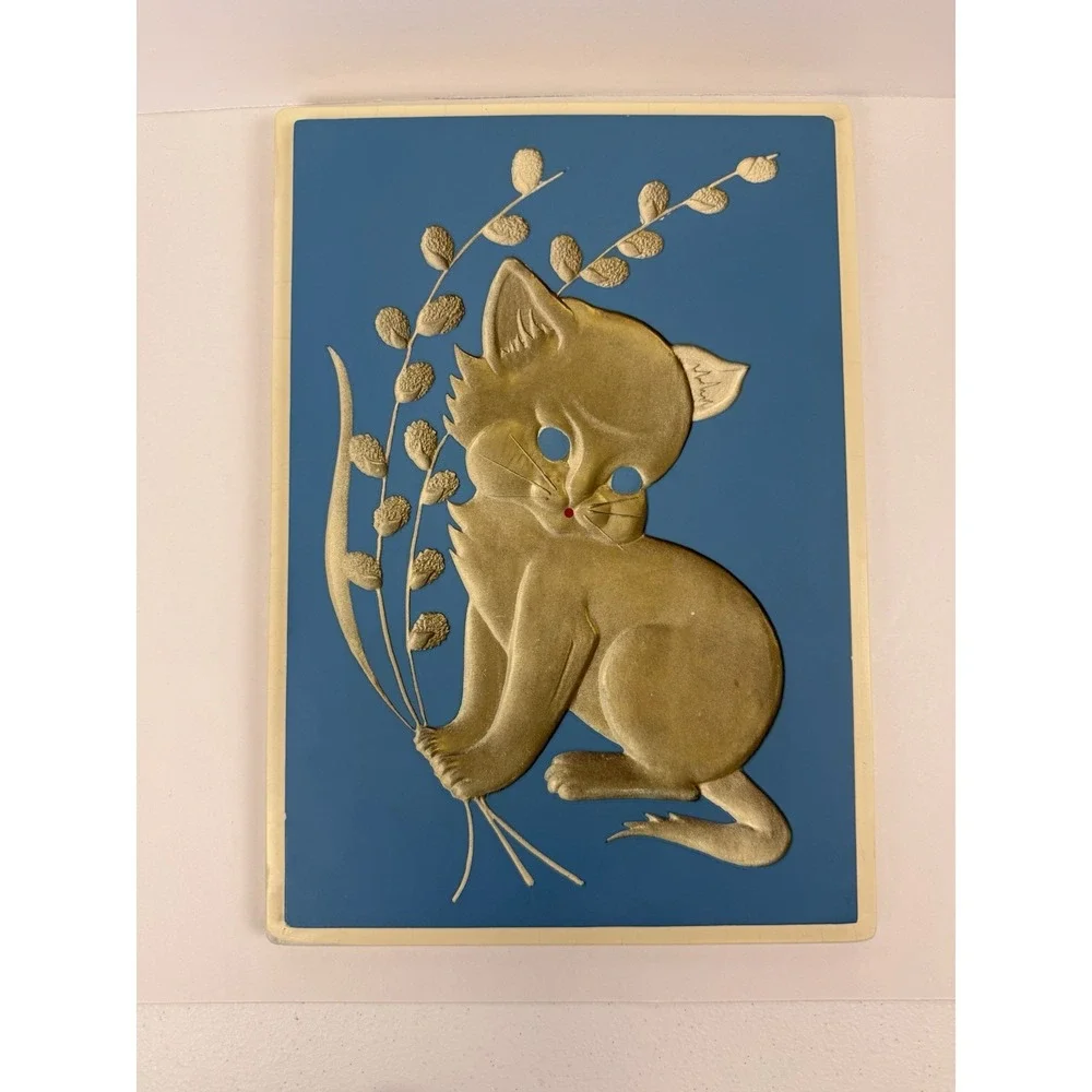 Richter 1961 Chalkware Kitten Plaque Nursery Household Collectible Vintage